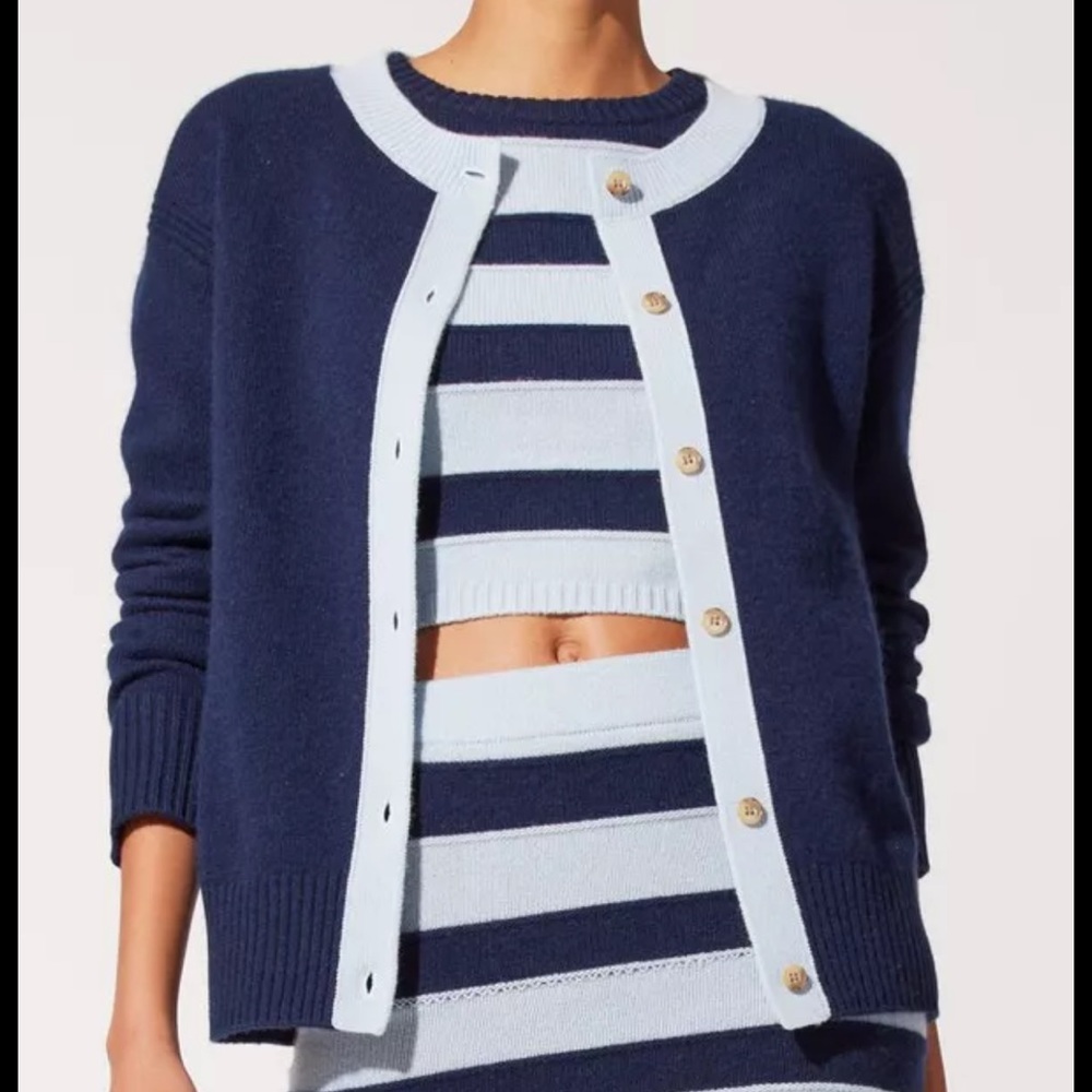 NWT Solid & Striped Kate Cardigan in Midnight Multi - Wool/Cashmere